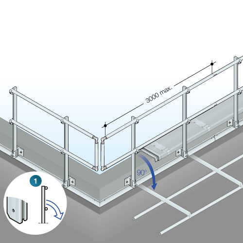 garde-corps de sécurité en aluminium Barrial rabattable configuration aux angles