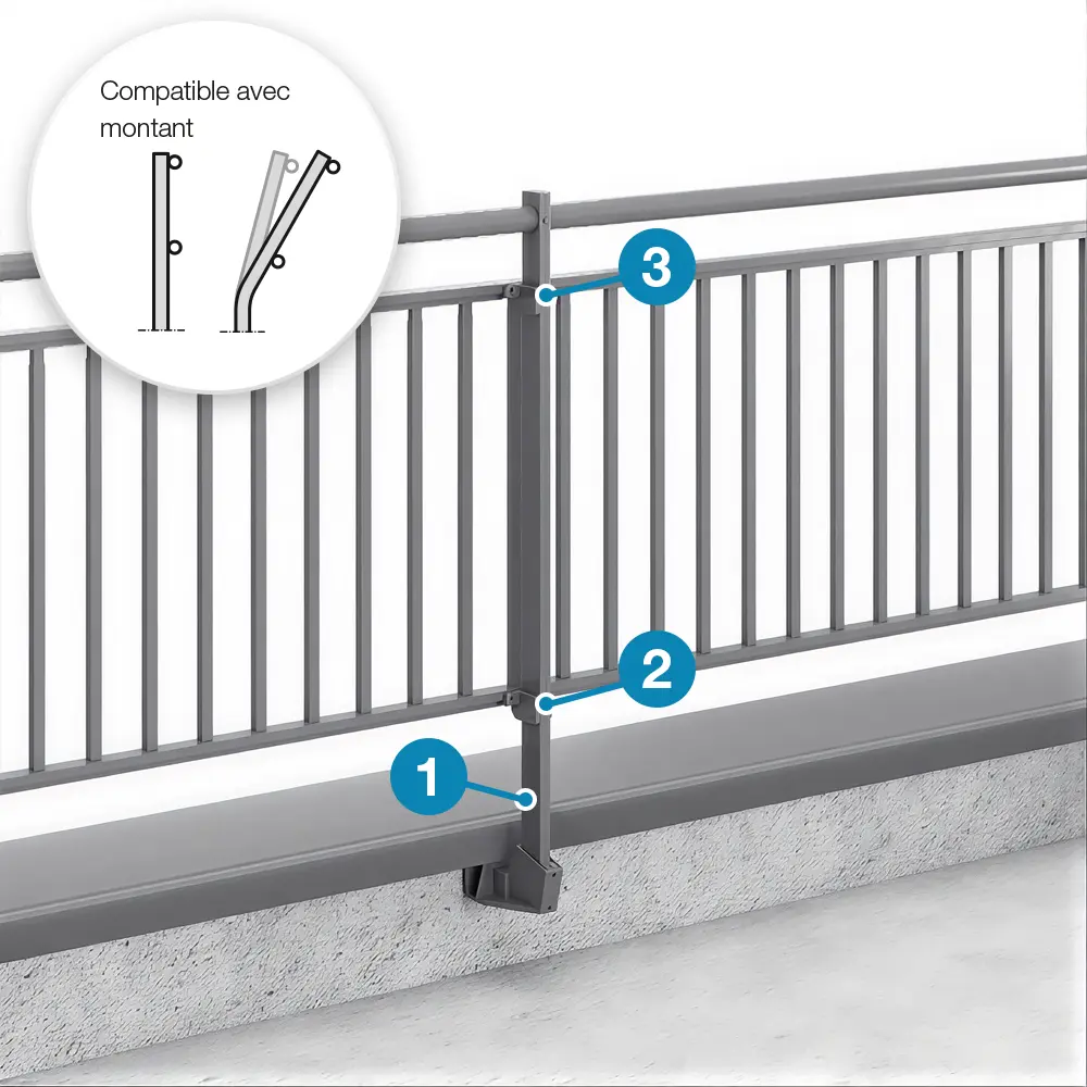 garde-corps de sécurité en aluminium Barrial montant droit
