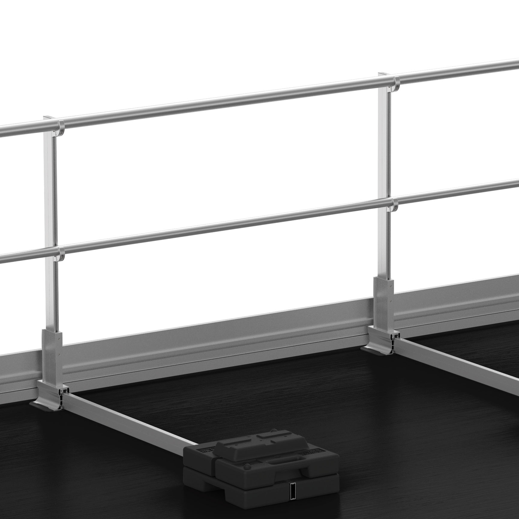 garde-corps de sécurité en aluminium Barrial autoporté premium avec plinthe, conformité norme toiture terrasse