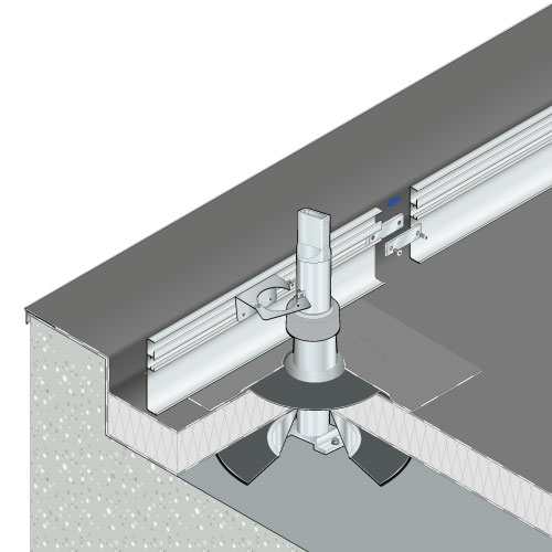 garde-corps de sécurité en aluminium Barrial rabattable sabot Dr sur dalle étanchée