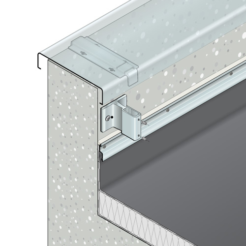 garde-corps de sécurité en aluminium Barrial sabot à l'anglaise fixation intérieur acrotère ou façade