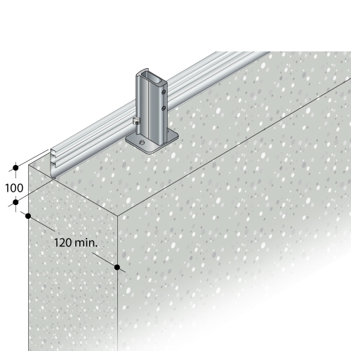 garde-corps de sécurité en aluminium Barrial sabot M fixation simple sur acrotère