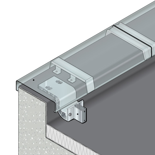 garde-corps de sécurité en aluminium Barrial sabot Z fixation sur acrotère sous couvertine