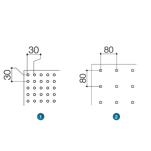 garde-corps aluminium Lotentic décor, types de perforations standards ou personnalisables